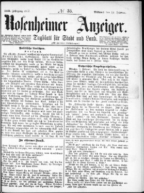 Rosenheimer Anzeiger Mittwoch 14. Februar 1877