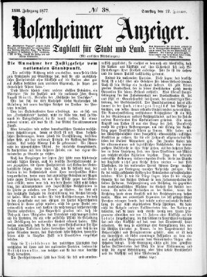 Rosenheimer Anzeiger Samstag 17. Februar 1877