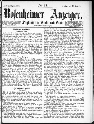 Rosenheimer Anzeiger Freitag 23. Februar 1877