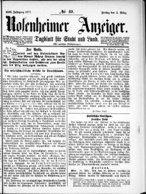Rosenheimer Anzeiger Freitag 2. März 1877