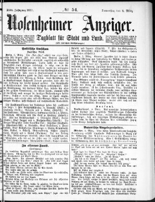 Rosenheimer Anzeiger Donnerstag 8. März 1877
