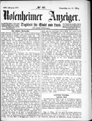 Rosenheimer Anzeiger Donnerstag 15. März 1877