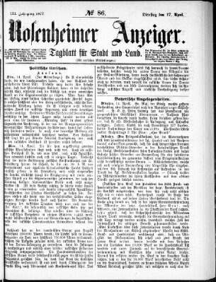 Rosenheimer Anzeiger Dienstag 17. April 1877