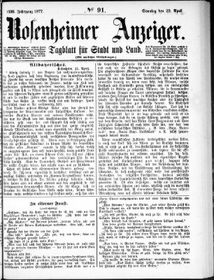 Rosenheimer Anzeiger Sonntag 22. April 1877