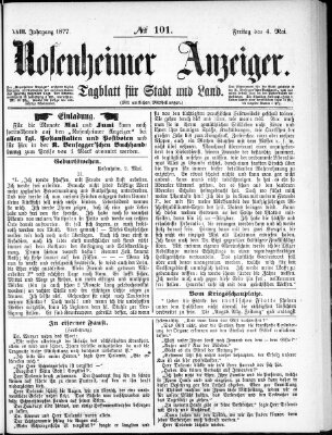 Rosenheimer Anzeiger Freitag 4. Mai 1877
