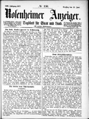 Rosenheimer Anzeiger Dienstag 19. Juni 1877