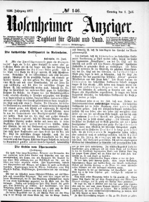 Rosenheimer Anzeiger Sonntag 1. Juli 1877