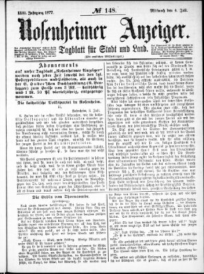 Rosenheimer Anzeiger Mittwoch 4. Juli 1877