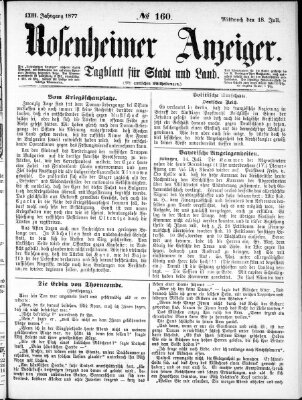 Rosenheimer Anzeiger Mittwoch 18. Juli 1877