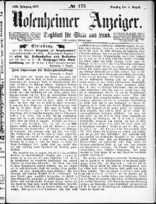 Rosenheimer Anzeiger Samstag 4. August 1877