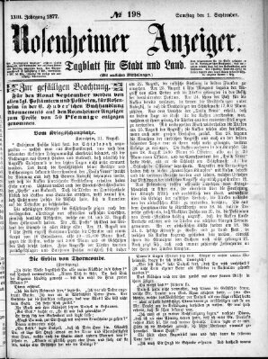 Rosenheimer Anzeiger Samstag 1. September 1877