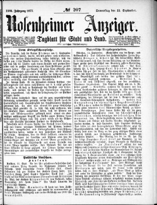 Rosenheimer Anzeiger Donnerstag 13. September 1877