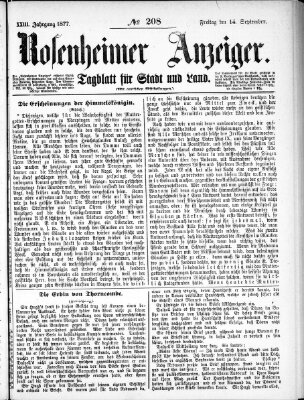 Rosenheimer Anzeiger Freitag 14. September 1877