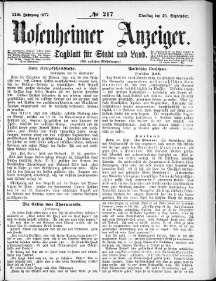 Rosenheimer Anzeiger Dienstag 25. September 1877