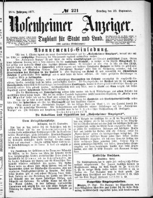 Rosenheimer Anzeiger Samstag 29. September 1877