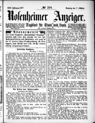 Rosenheimer Anzeiger Sonntag 7. Oktober 1877