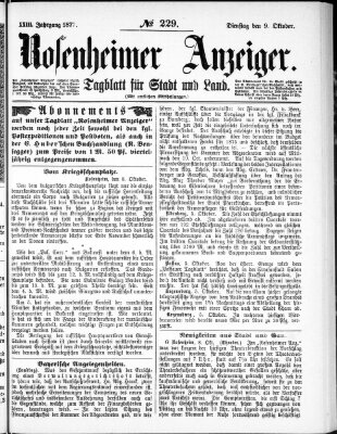 Rosenheimer Anzeiger Dienstag 9. Oktober 1877