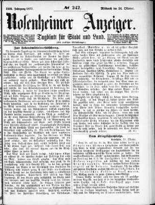 Rosenheimer Anzeiger Mittwoch 24. Oktober 1877