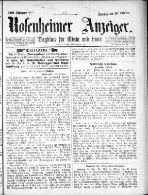 Rosenheimer Anzeiger Dienstag 30. Oktober 1877