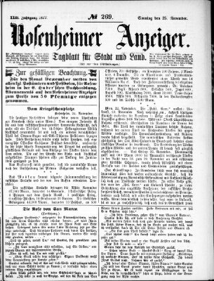 Rosenheimer Anzeiger Sonntag 25. November 1877