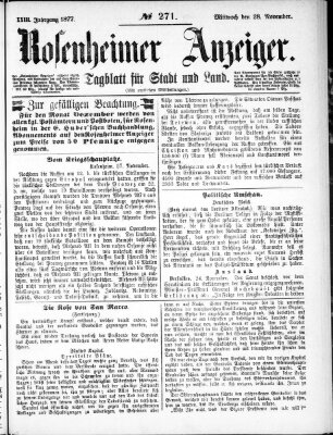 Rosenheimer Anzeiger Mittwoch 28. November 1877