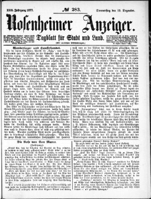 Rosenheimer Anzeiger Donnerstag 13. Dezember 1877