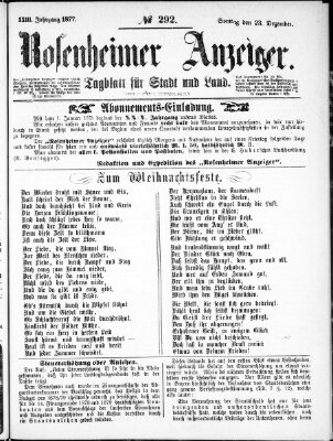 Rosenheimer Anzeiger Sonntag 23. Dezember 1877