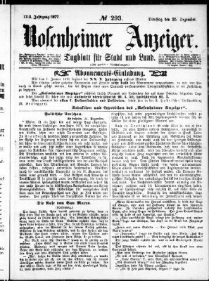 Rosenheimer Anzeiger Dienstag 25. Dezember 1877