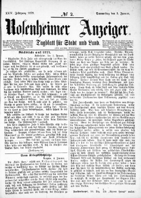 Rosenheimer Anzeiger Donnerstag 3. Januar 1878