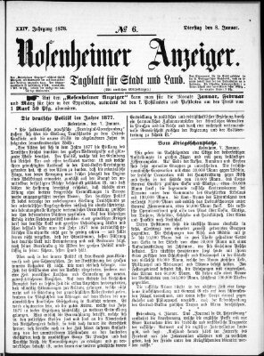 Rosenheimer Anzeiger Dienstag 8. Januar 1878