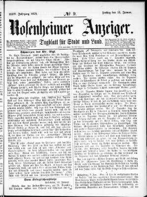 Rosenheimer Anzeiger Freitag 11. Januar 1878