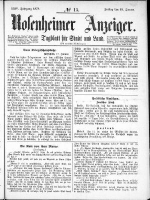 Rosenheimer Anzeiger Freitag 18. Januar 1878