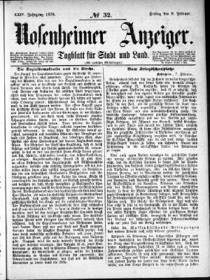 Rosenheimer Anzeiger Freitag 8. Februar 1878