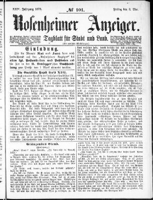 Rosenheimer Anzeiger Freitag 3. Mai 1878