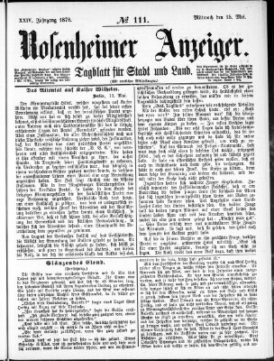 Rosenheimer Anzeiger Mittwoch 15. Mai 1878