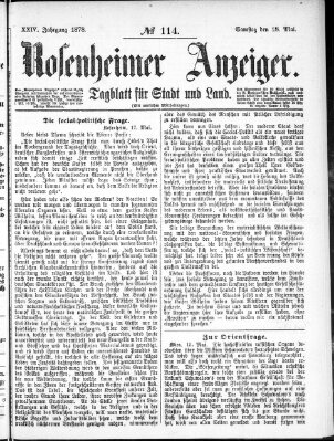 Rosenheimer Anzeiger Samstag 18. Mai 1878
