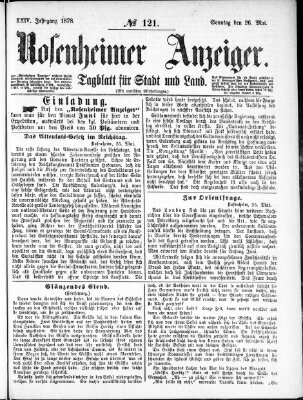 Rosenheimer Anzeiger Sonntag 26. Mai 1878