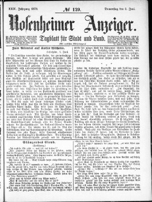 Rosenheimer Anzeiger Donnerstag 6. Juni 1878