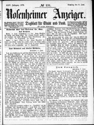 Rosenheimer Anzeiger Samstag 8. Juni 1878