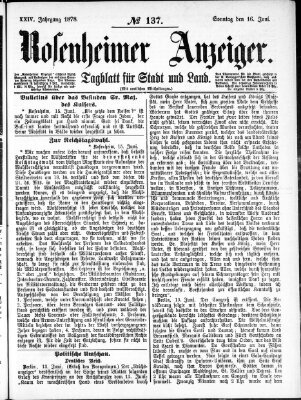 Rosenheimer Anzeiger Sonntag 16. Juni 1878