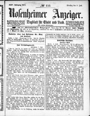 Rosenheimer Anzeiger Dienstag 9. Juli 1878