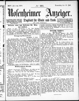 Rosenheimer Anzeiger Donnerstag 18. Juli 1878