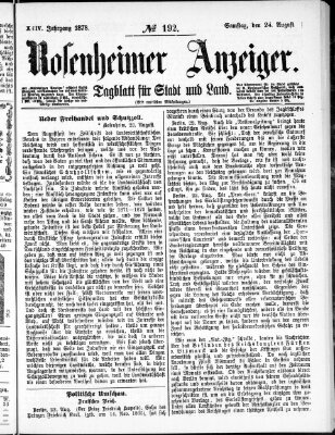 Rosenheimer Anzeiger Samstag 24. August 1878