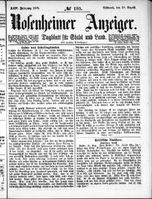 Rosenheimer Anzeiger Mittwoch 28. August 1878