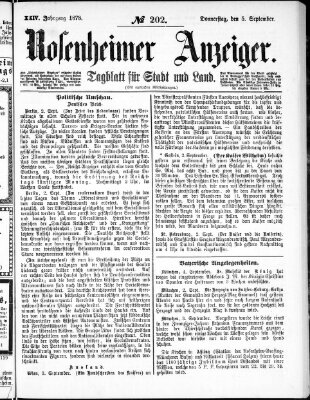 Rosenheimer Anzeiger Donnerstag 5. September 1878
