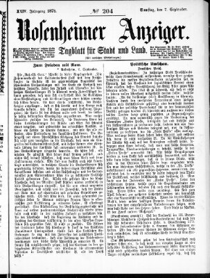 Rosenheimer Anzeiger Samstag 7. September 1878