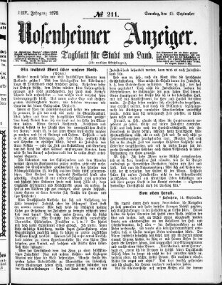 Rosenheimer Anzeiger Sonntag 15. September 1878