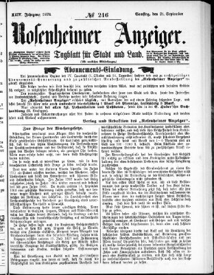 Rosenheimer Anzeiger Samstag 21. September 1878