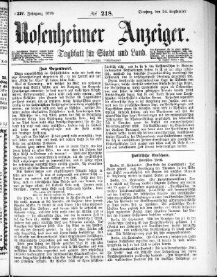 Rosenheimer Anzeiger Dienstag 24. September 1878