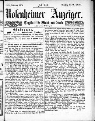 Rosenheimer Anzeiger Dienstag 29. Oktober 1878